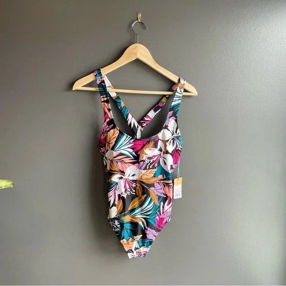 Kona Sol Twist Back Floral One Piece NWT Swimsuit - Picture 3 of 8